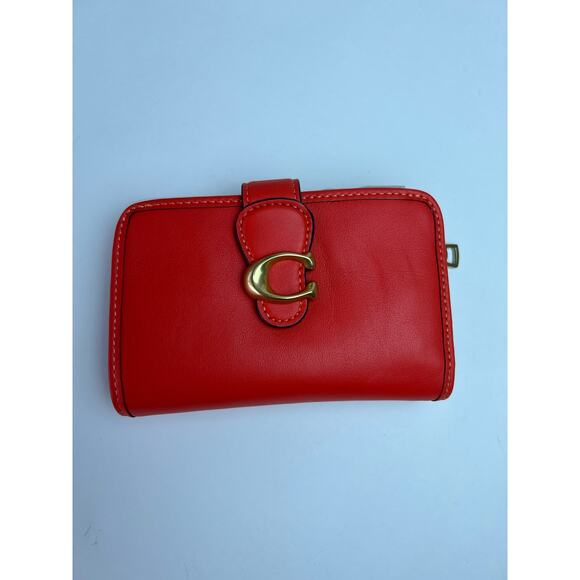 Coach Tabby Wallet In Orange Red Gold Hardware NIB - Picture 2 of 7